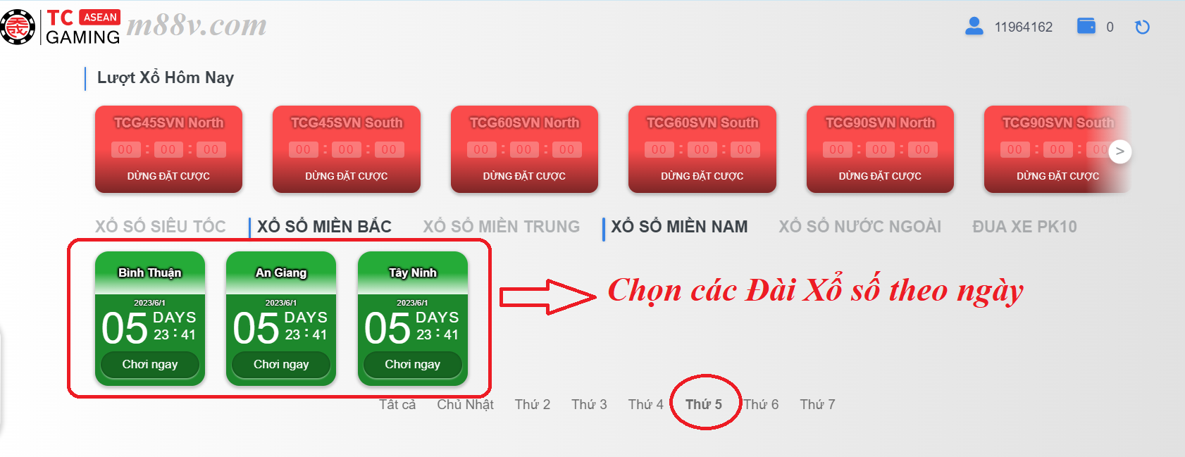 Chơi đặt cược xổ số miền Nam cùng M88